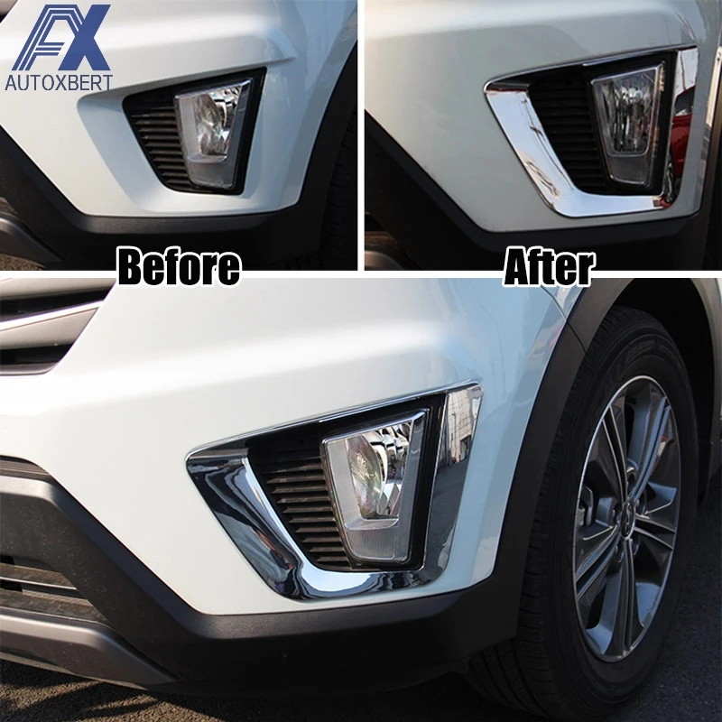 AX Хром Передняя противотуманная фара Крышка лампы для hyundai Creta ix25 отделка противотуманной фары бамперное формование декоративные хромированные детали рамка