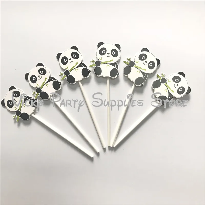 6pcs/lot Cartoon Panda Theme Birthday Party Cake Topper Set Baby Shower Suppliers Decorations | Дом и сад