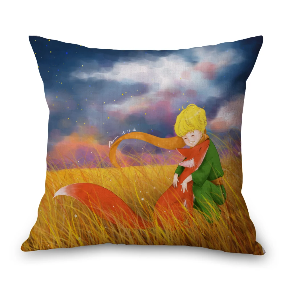 Коричневый French Novel Little Prince Neck Body Pillowcase Linen Bed Pillows Cover Couch Seat Cushion Throw Pillow Home Decoration Gift - Цвет: Коричневый