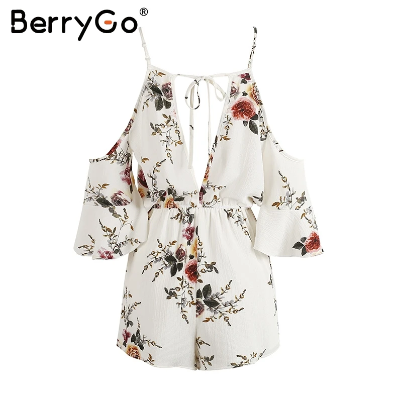 Женский комбинезон с принтом BerryGo Короткий Повседневный пляжный глубоким