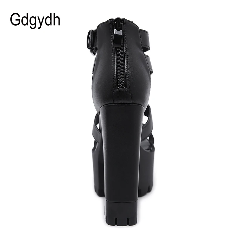Женские босоножки гладиаторы Gdgydh черные вечерние на платформе и высоком каблуке