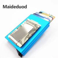 maideduod high quality credit card holders stainless steel case aluminium metal men business id card cover popup automatically
