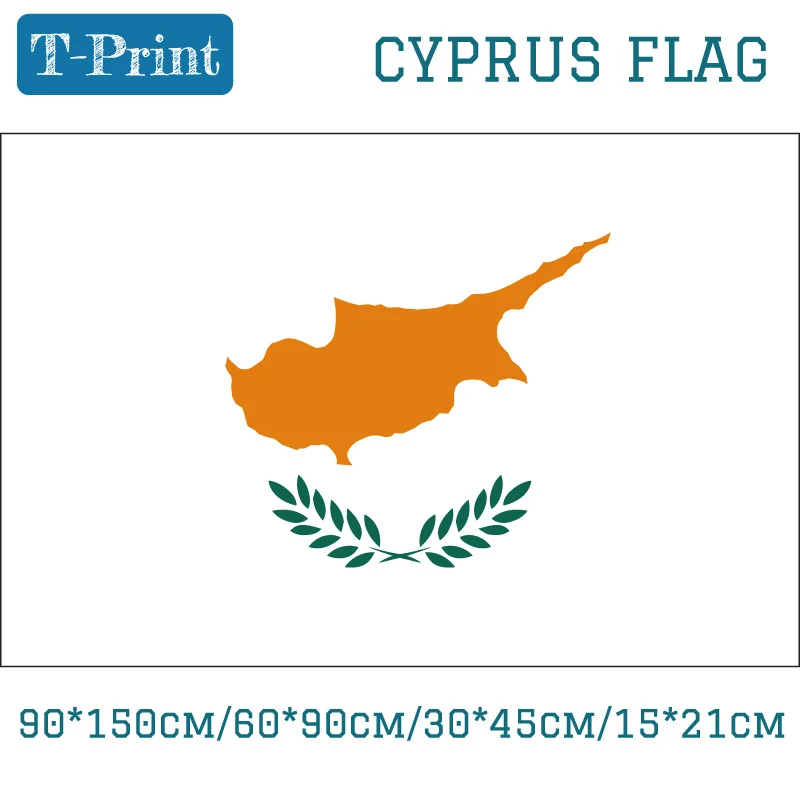 Флаг Кипра 15*21 см, ручной работы, 3*5 футов (90*150 см)/60*90 см/40*60 см, для подвешивания.