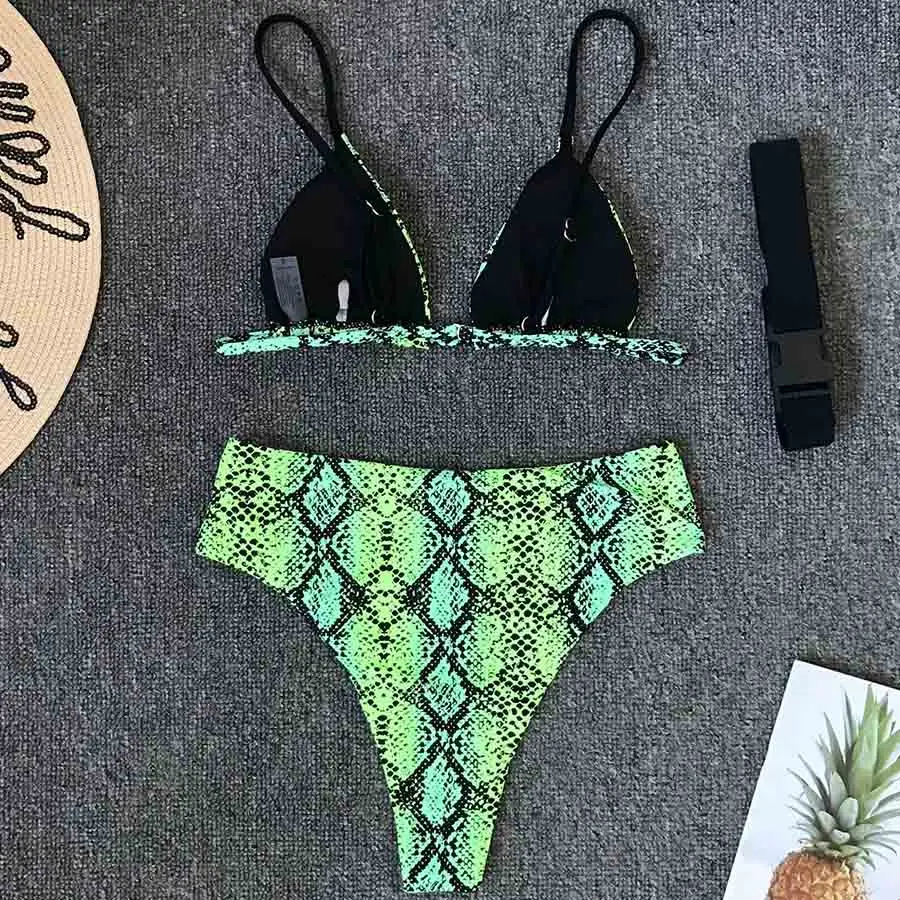Бикини с высокой талией и поясом новый сексуальный купальник из двух частей