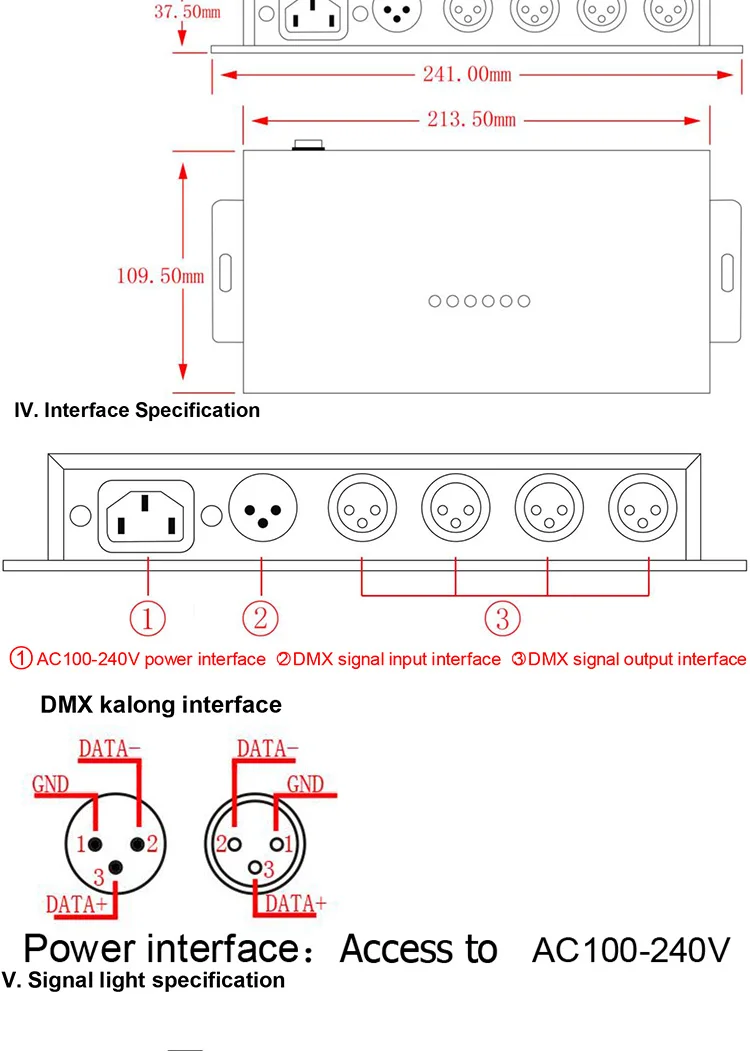 AC100-240V вход DMX усилитель/сплиттер/DMX ретранслятор сигнала/4 выходных порта DMX512 дистрибьютор сигнала DMX124