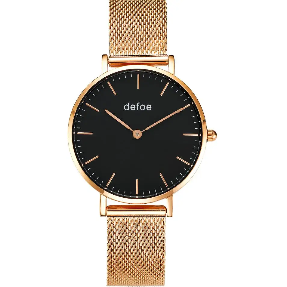Defoe женские часы из нержавеющей стали высокого качества наручные кварцевые