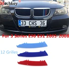 Полоски для отделки передней решетки автомобиля, наклейка на крышку Решетки Гриля для BMW 3 серии 2005 до 2008 E90 E91 320 325 330 335 12, 3D M Стайлинг