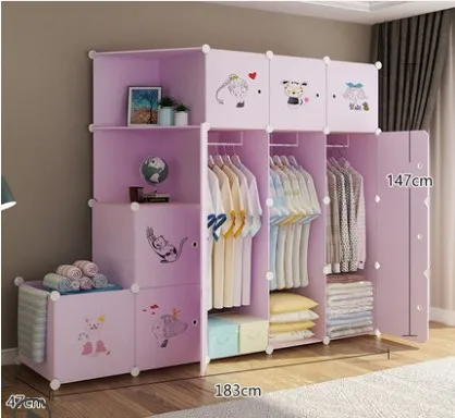DIY простой шкаф для одежды в сборе для домашнего общежития Тканевый шкаф пластиковый складной шкаф для хранения детской одежды шкаф для хранения