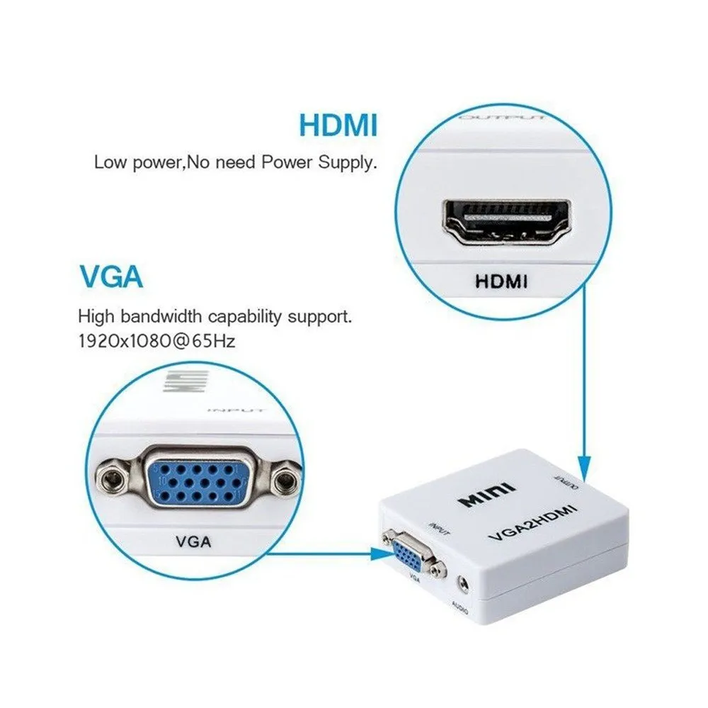EPULA преобразователь из VGA в HDMI Разрешение к Version1.3 Женский женскому видео адаптер