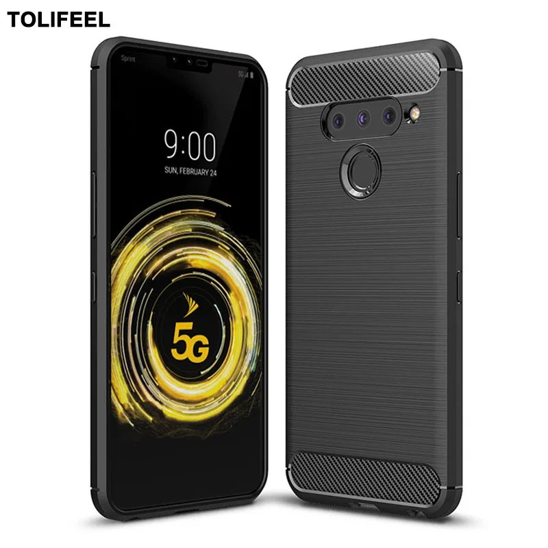 Для LG V50 чехол жесткий защитный противоударный Броня из углеродного волокна