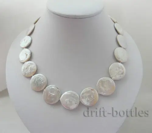 Большая 18 &quot22 мм белая монета пресноводного жемчуга ожерелье|freshwater pearl necklace|pearl