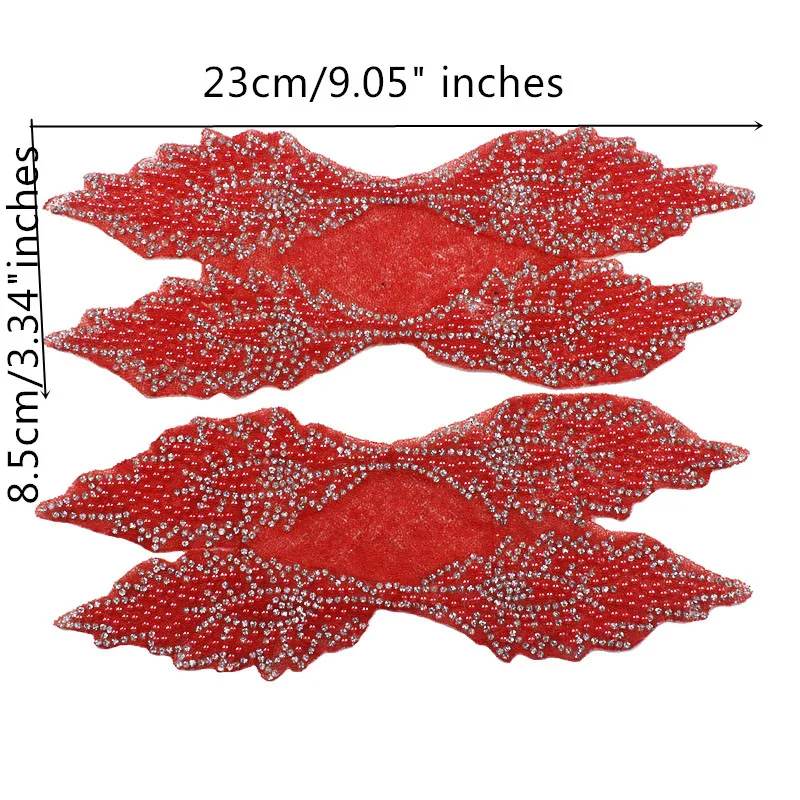 5 зеркальных пар с красными бусинами кристаллами аппликацией утюгом на патчках