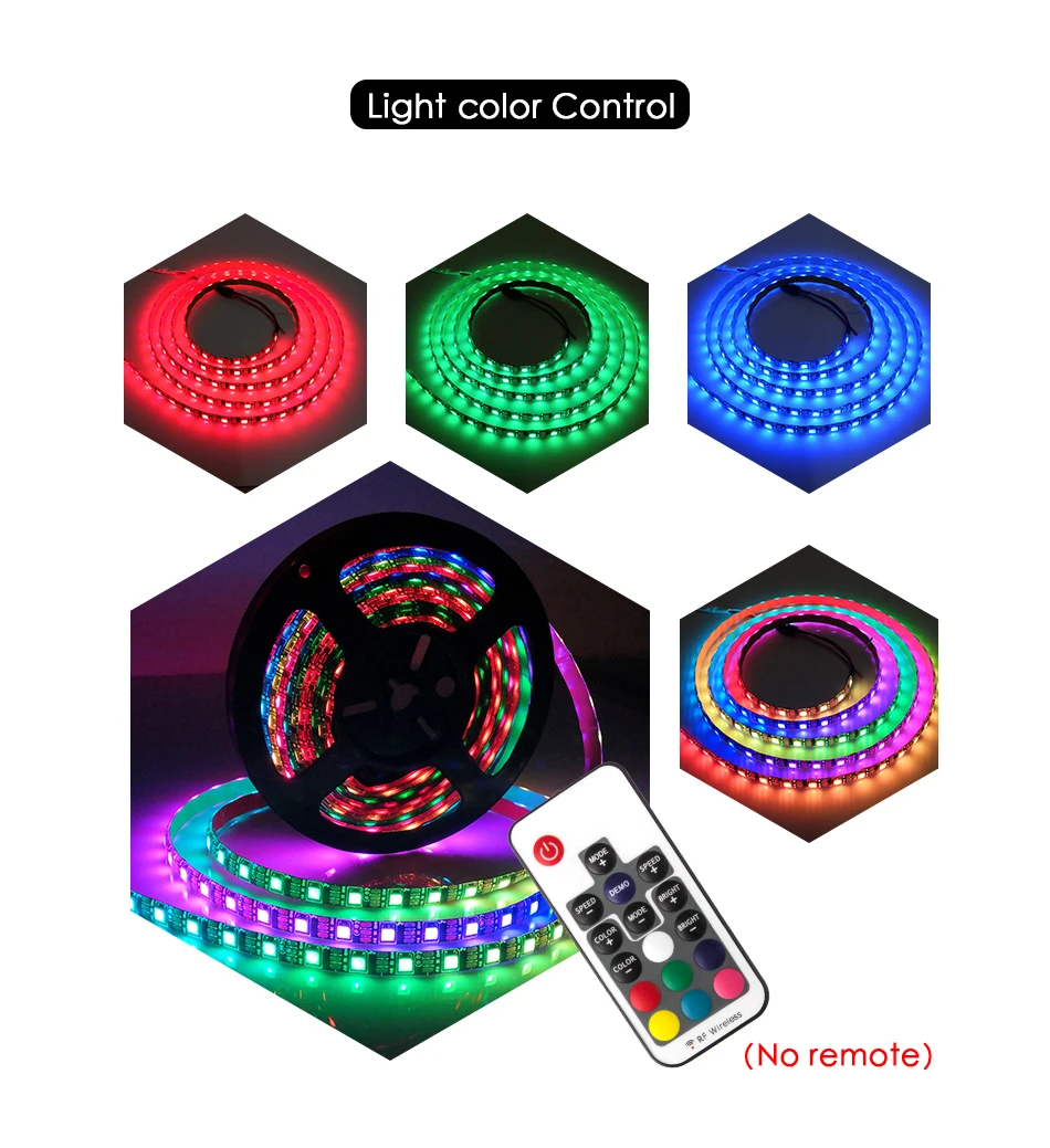 WS2812B DC 5 В Светодиодная лента RGB 50 см 1 м 2 м 3 м 4 м 5 м 30/144 светодиодный s умный адресуемый пиксель чёрно-белые печатные платы WS2812 IC 17Key Bar