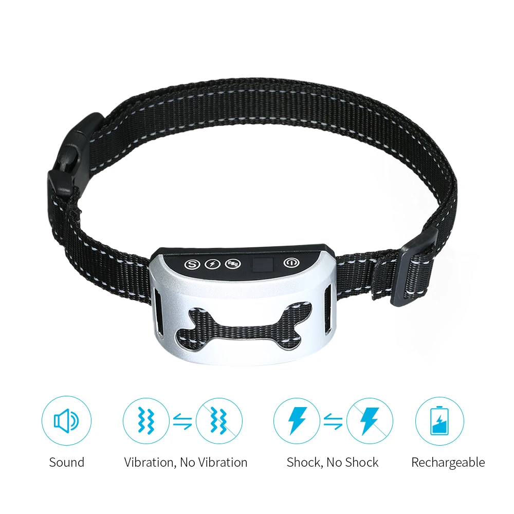 New Bark Control Collar Rechargeable Anti-Barking Training with Beep/Vibration/Harmless Shock for Small Medium Large Dogs | Дом и сад