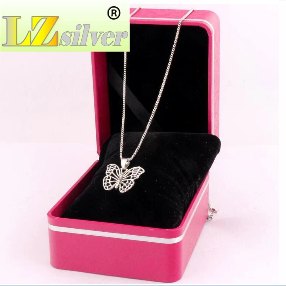

25.5x18mm 20PCS zinc alloy Hollow Butterfly Animal Pendant Necklaces 24 inches Chains N1130