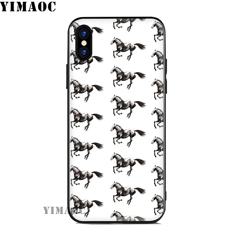 YIMAOC Horse Running Art Soft Silicone Case for iPhone 11 Pro Xr Xs Max X or 10 8 7 6 6S Plus 5 5S SE Cover |