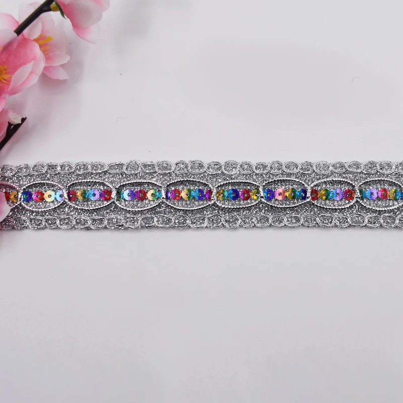 12Yards Knitted Gold Silver Lace Trims Laser Sequins Ribbons Trimming Latin Dress Paillette Appliques DIY Sewing Craft | Дом и сад