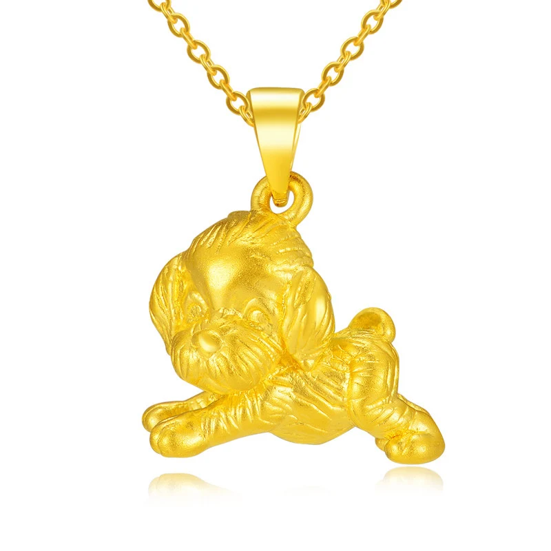

Solid 24K Yellow Gold Dog 3D 999 Gold Chinese Zodiac dog Poodle Dog Pendant 2g