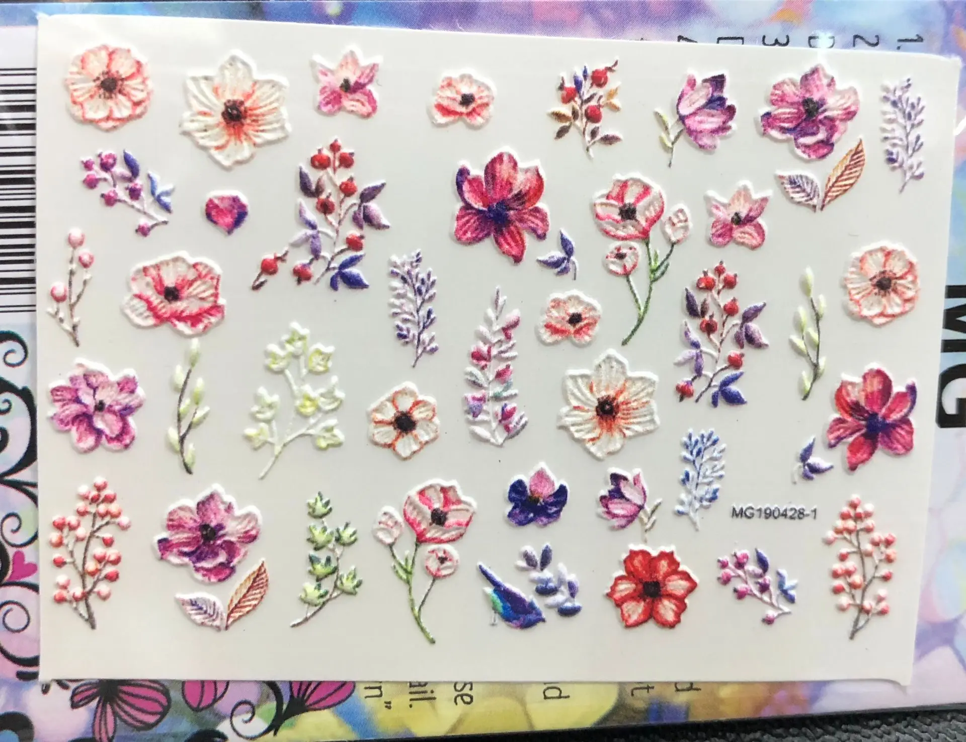 1 шт., 3D акриловая Выгравированная наклейка с цветком для ногтей, тисненые цветы, водные наклейки для ногтей, модные эмаистичные водные горки для ногтей, Decalsi