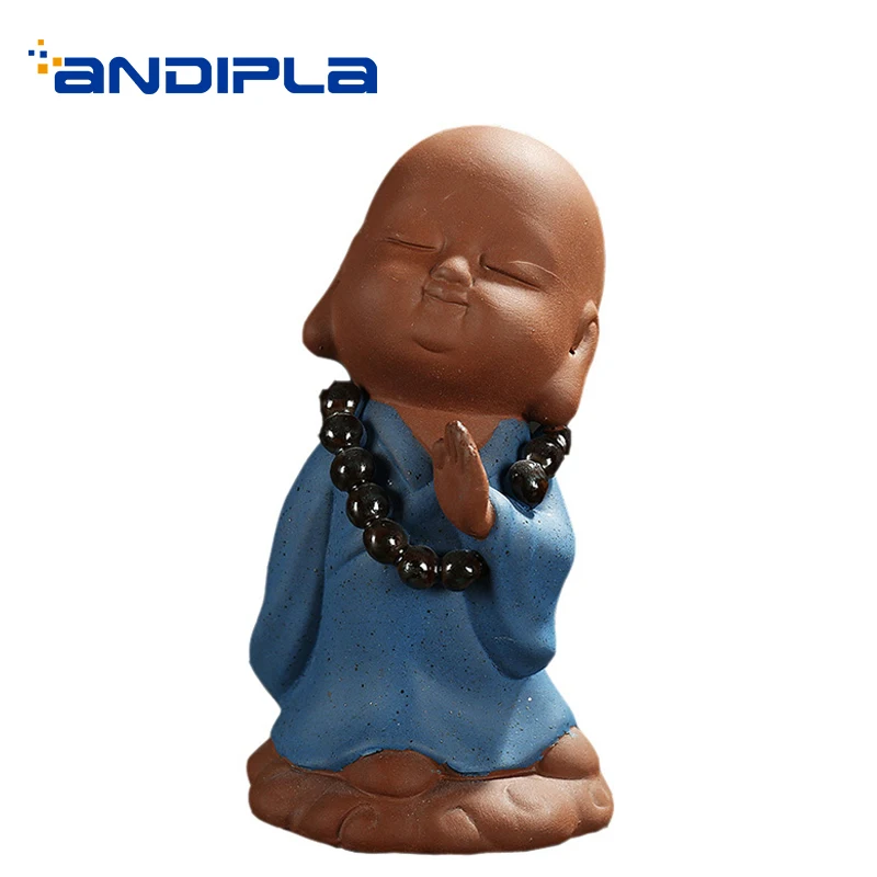 Креативная милая фигурка монаха цветной песок керамика чай статуэтка для