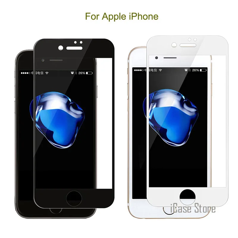 Черный белый полное покрытие Защита экрана для iPhone 7 6 6S Plus 5 5S SE закаленное стекло