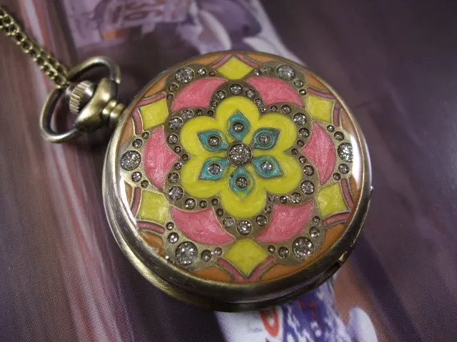 Роскошные Модные Винтажные Элегантные керамические кварцевые карманные часы в