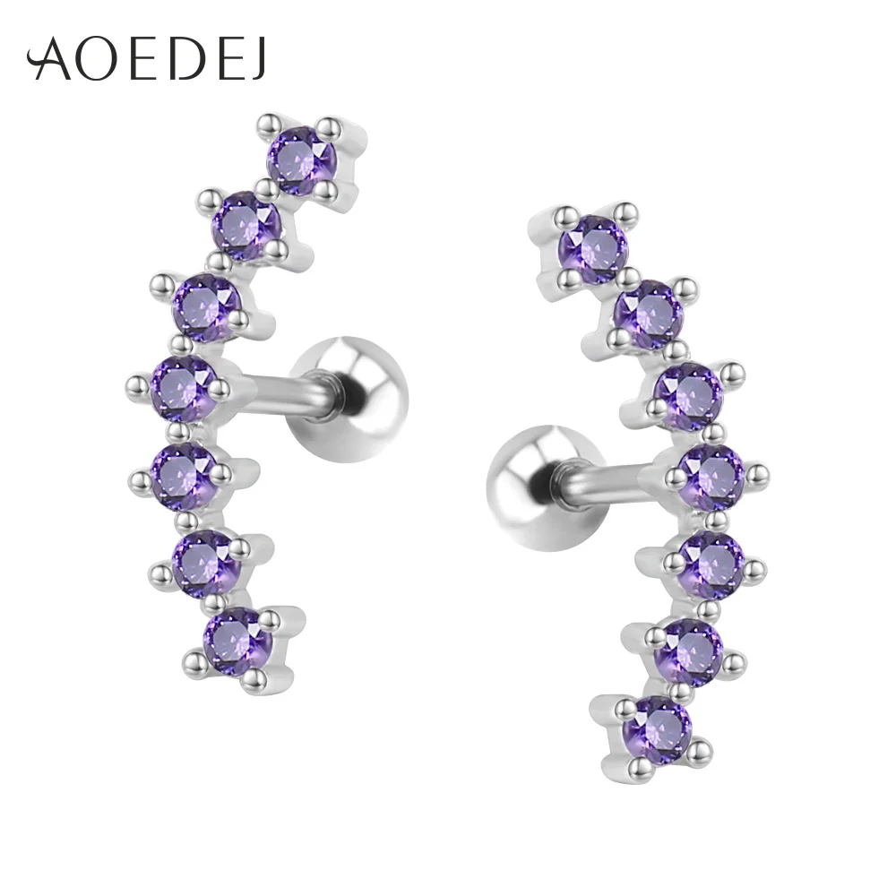 AOEDEJ, 4 цвета, Кристальные серьги-гвоздики для ушей, серьги из нержавеющей стали для хряща, серьги в виде раковины, спираль, пирсинг, Oorbellen Voor Vrouwen - Окраска металла: Purple