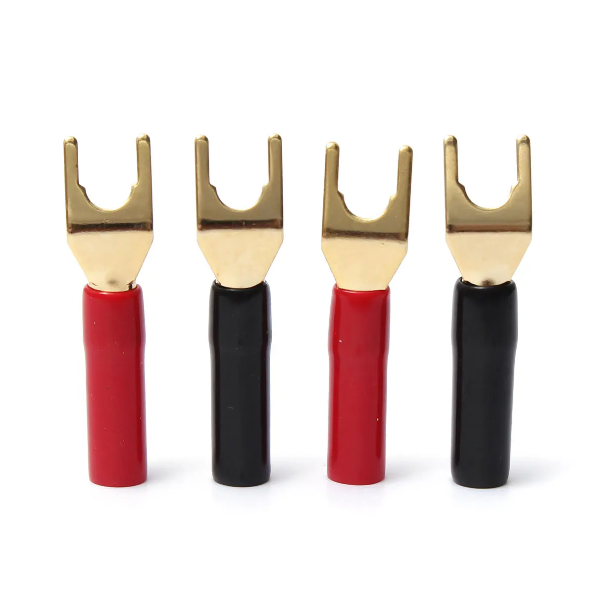 4Pcs/Set Gold Plated Tuning Fork Banana Plug Y style Spade Solderless Speaker Cable Power Terminals Connectors|Соединители| |