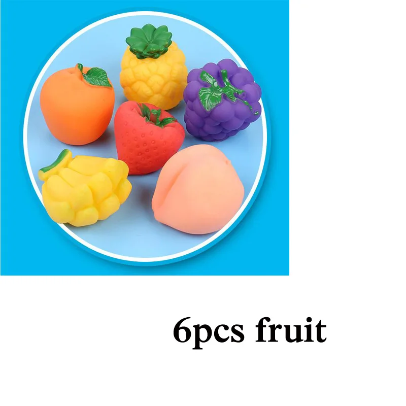 6pcs fruit Милые животные, игрушки для плавания, красочные мягкие резиновые поплавок, сжимающие звук, пищащие игрушки для купания для детей, игрушки для купания, WYQ - Цвет: 6pcs fruit
