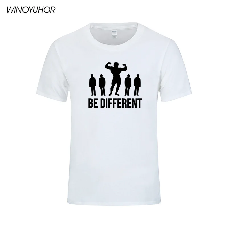 Мужские футболки с забавным принтом Be Different летние повседневные хлопковые