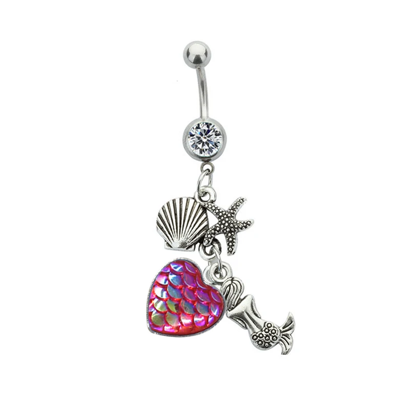 

Bohemian Crystal Navel Belly Button Rings 2020 New Fashion Sexy Dangle Mermaid Navel Rings Body Piercing Navel Body Jewelry