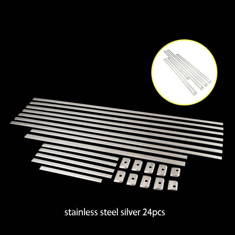 silver 24pcs Сиденье трек отделка слайд яркий бар рельс модификация украшения автомобильные аксессуары для Toyota Previa Estima - Цвет: silver 24pcs