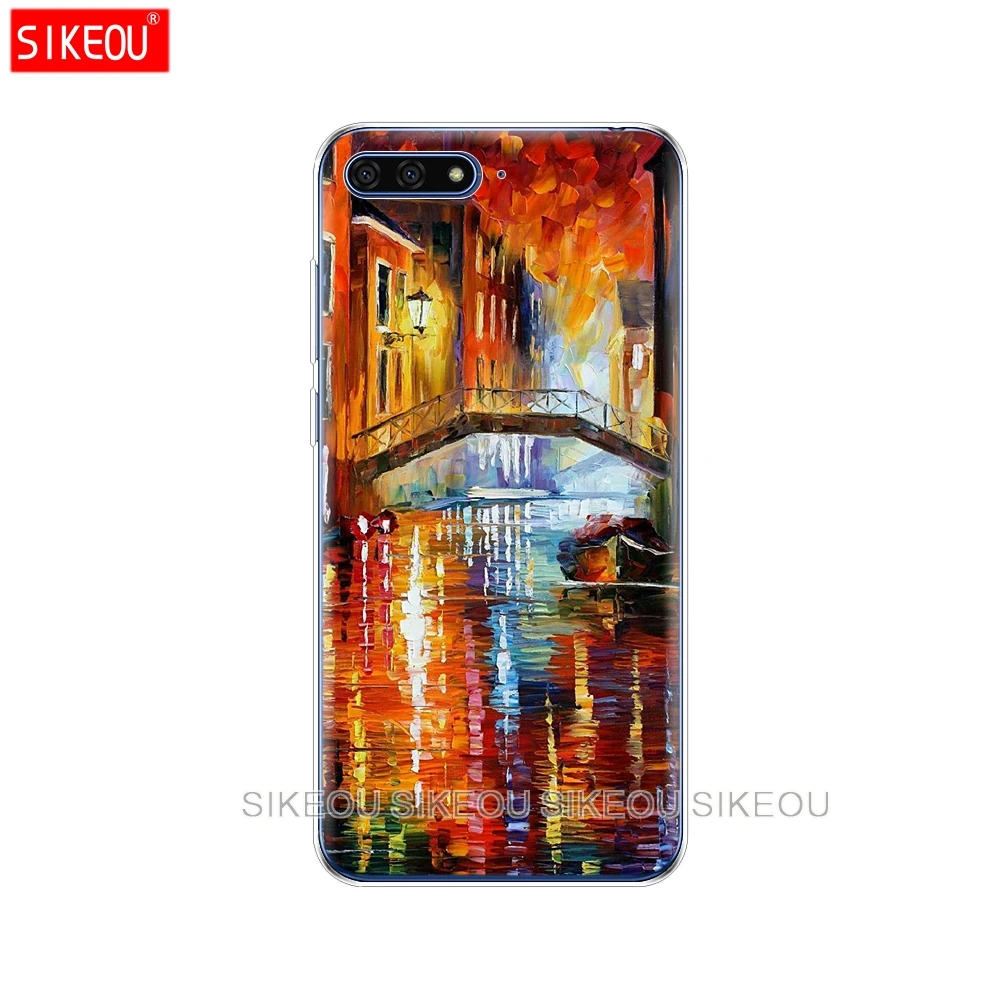 Силиконовый чехол для Huawei Honor 7A PRO 7C Y5 Y6 Y7 Y9 2017 2018 Prime Италия ночная Венеция пейзаж |