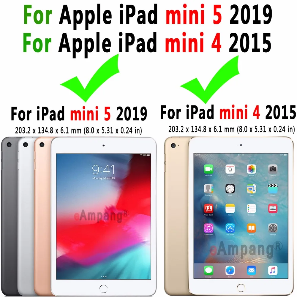 Магнитная кожа проснулся Смарт сна чехол для Apple iPad mini 4 5 2019 7 9 дюйма mini4 mini5 A1538 A2133
