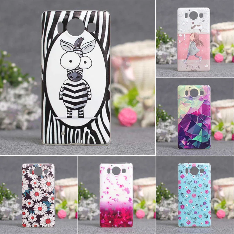 Роскошные Печати Чехол Для Microsoft Lumia 950 Кремния 3D Рисунок Мягкий ТПУ Nokia Case Коке|case