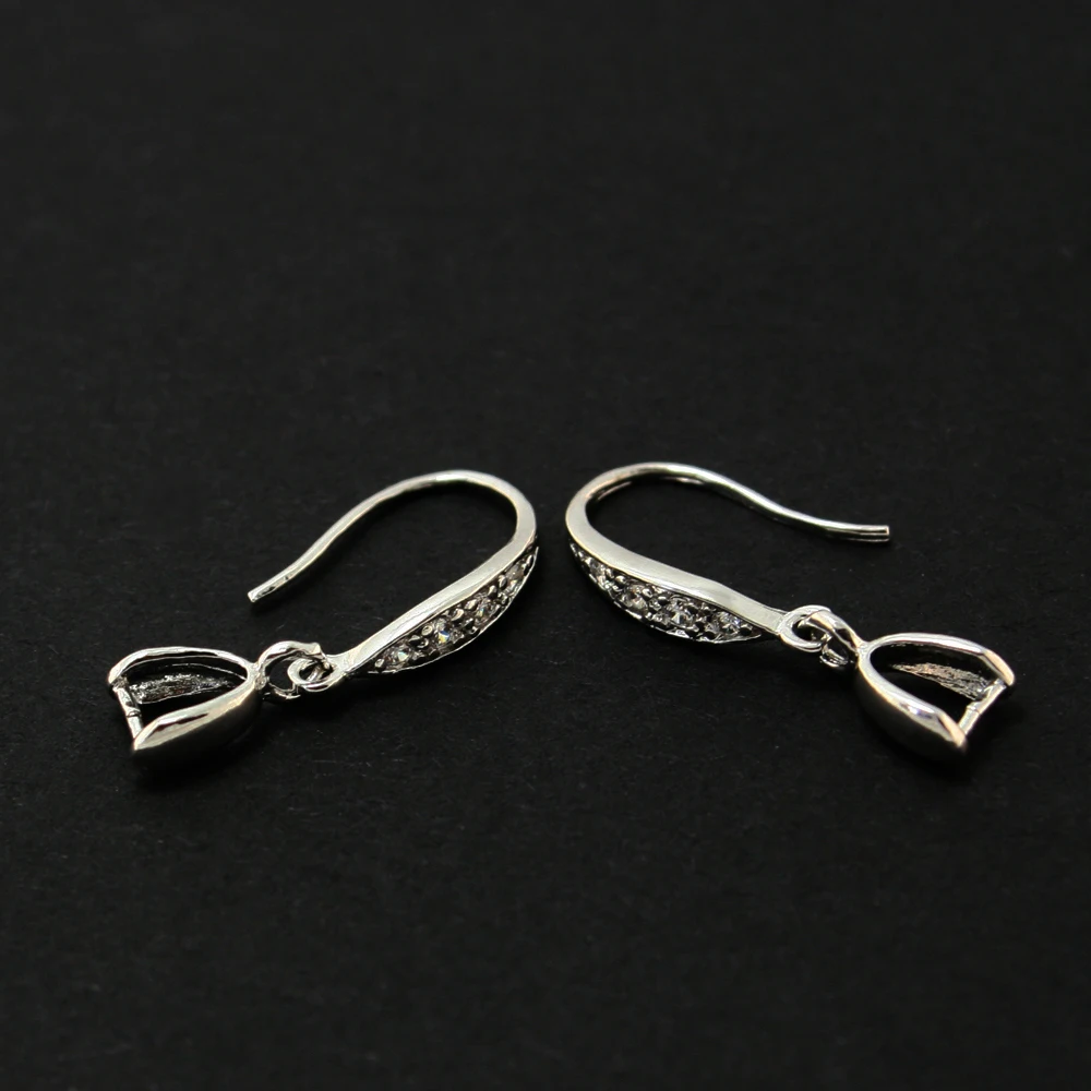 

3pair/lot 925 Sterling Silver Earring Hook With Rhinestone 3.5* 25mm CN-BFS014