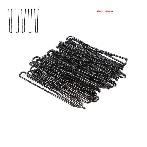 6cm Black 100 шт/лот модные женские аксессуары для волос шпилька 4,5 см 5 см 6 см волнистые u-образные волнистые шпильки черные металлические зажимы для волос - Цвет: 6cm Black