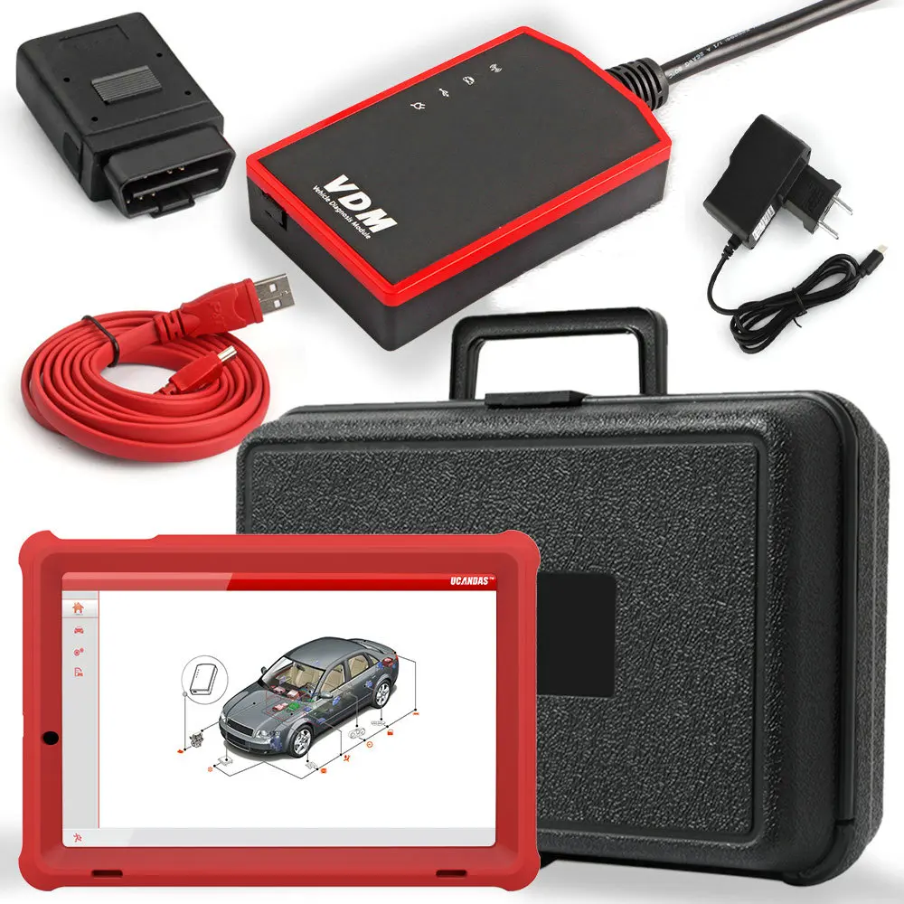 Full Set EU Plug UCANDAS VDM V4.1 OBD2 Профессиональный Автомобильный сканер TPMS SRS SAS сброс масла полная система ODB2 OBDII диагностический инструмент Бесплатное обновление - Цвет: Full Set EU Plug