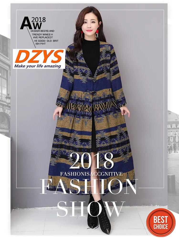 

Cardigan coat 2019 Spring and autumn new temperament national wind women's retro loose long sleeve woolen medium jacket