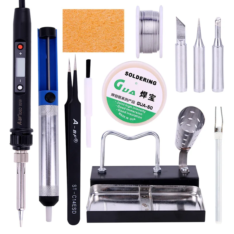 ABF-836D SET4 A-BF 836D Цифровой паяльник с ЖК-дисплеем, Регулируемый температурный комплект с 3 наконечниками для паяльника и 1 губкой бесплатно - Цвет: ABF-836D SET4