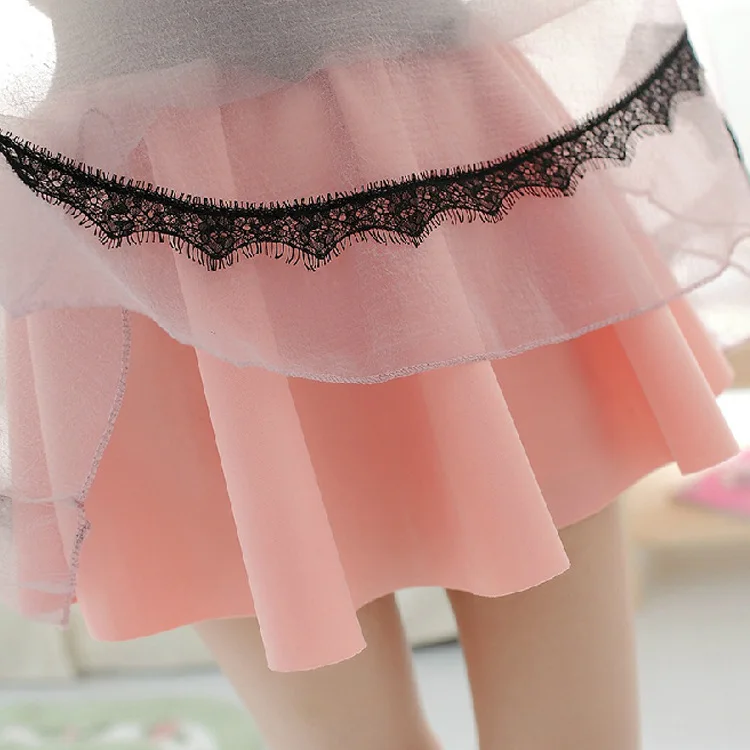 Юбки Женская Лето 2016 Мода Лук Вуаль Бальное платье Шифоновое Мини-Юбки bodycon