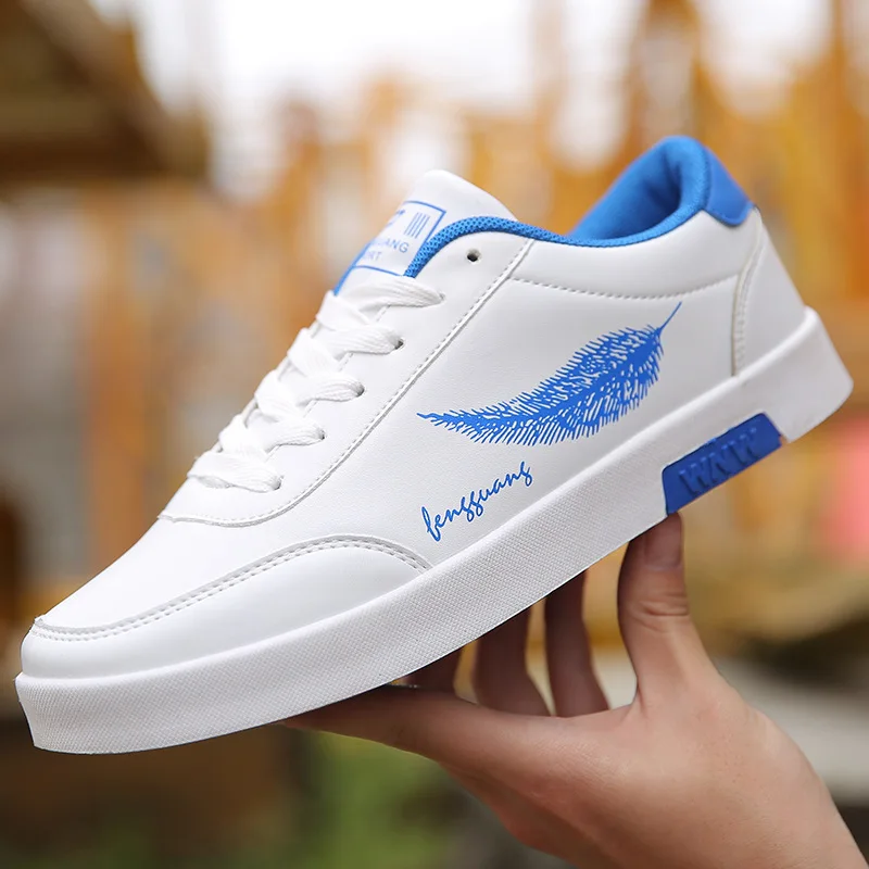 Men Shoes Spring Autumn Casual Leather Flat Lace-up Low Top White Male Sneakers tenis masculino adulto hjm89 |