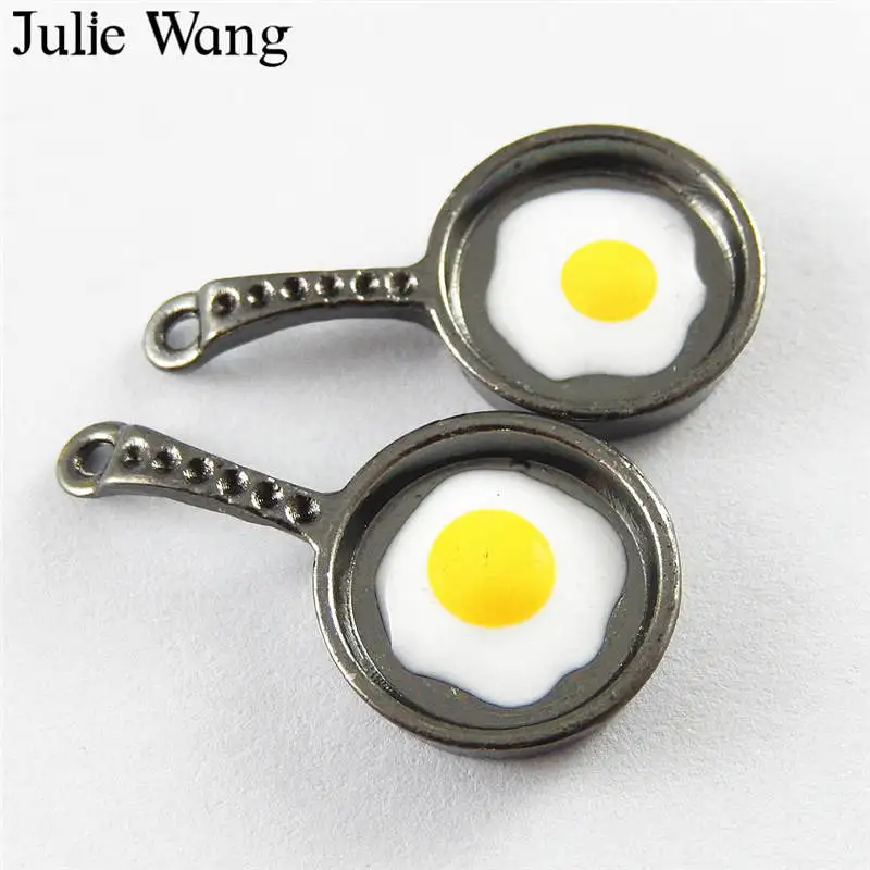 Julie Wang 10 шт. сплав пистолет черная эмалированная кастрюля Подвески ожерелье