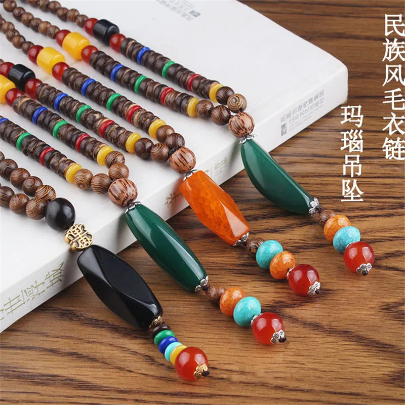 Новинка, винтажный этнический стиль, Lotus Ox Horn, деревянный бисер, камень, подвески и ожерелье, s State, для мужчин, t Nepal, ожерелье для женщин и мужчин, ювелирные изделия