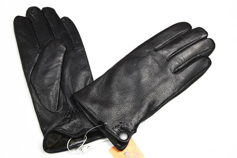 Guantes Eldiven кожаные перчатки мужские прямые стиль оленьей кожи толще имитация кролика подкладка Осень и Зима Холодная Теплая