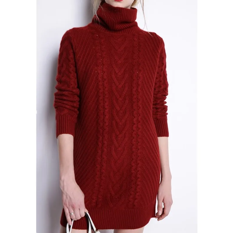 GejasAinyu sweaters fashion women turtleneck sweater Long dress Loose knitting Pullover womens winter tops | Женская одежда
