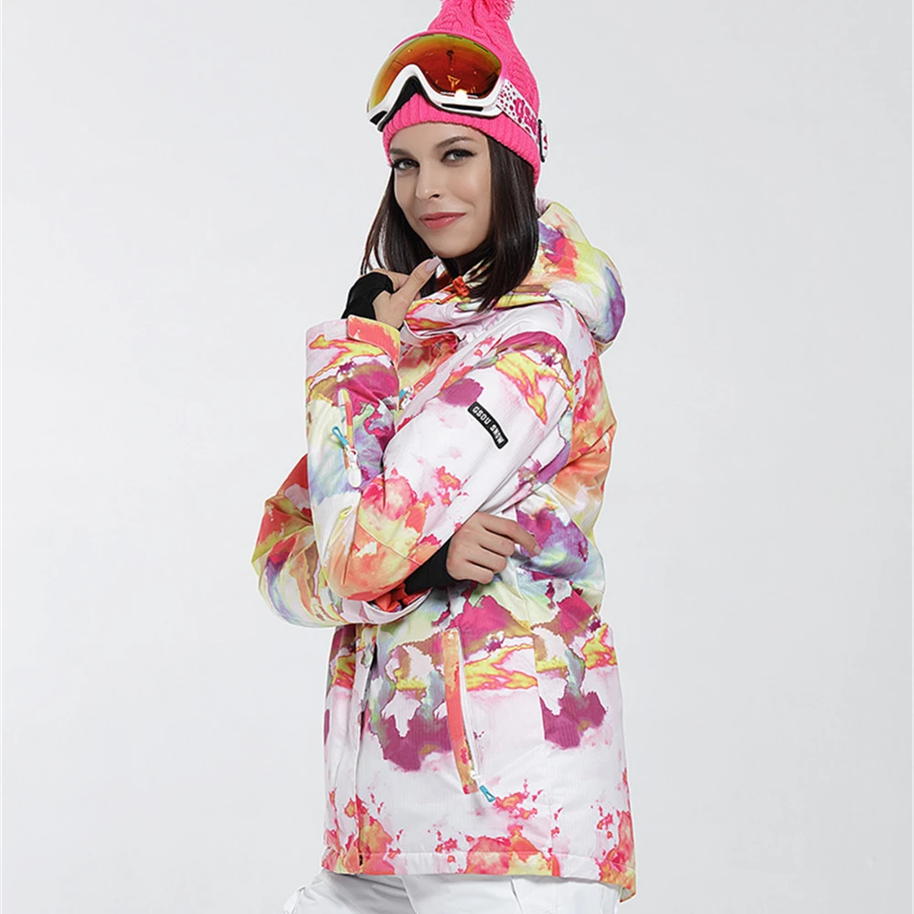 GSOU зимняя Брендовая женская лыжная куртка водонепроницаемая утепленная для