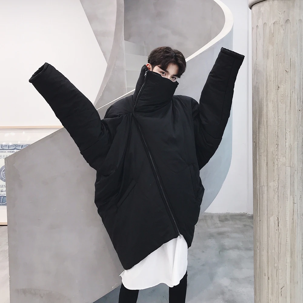 2019 Harajuku мода готический Уникальный дизайн Теплая стеганая длинная парка зимняя