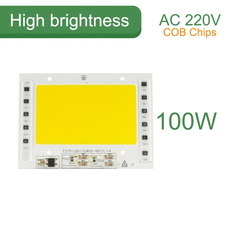 Kaguyahime 5 Вт~ 100 Вт AC 220 В интегрированная COB Светодиодная лампа чип 50 Вт 30 Вт 20 Вт 10 Вт смарт IC драйвер люменов для DIY прожектор - Испускаемый цвет: COB 100W