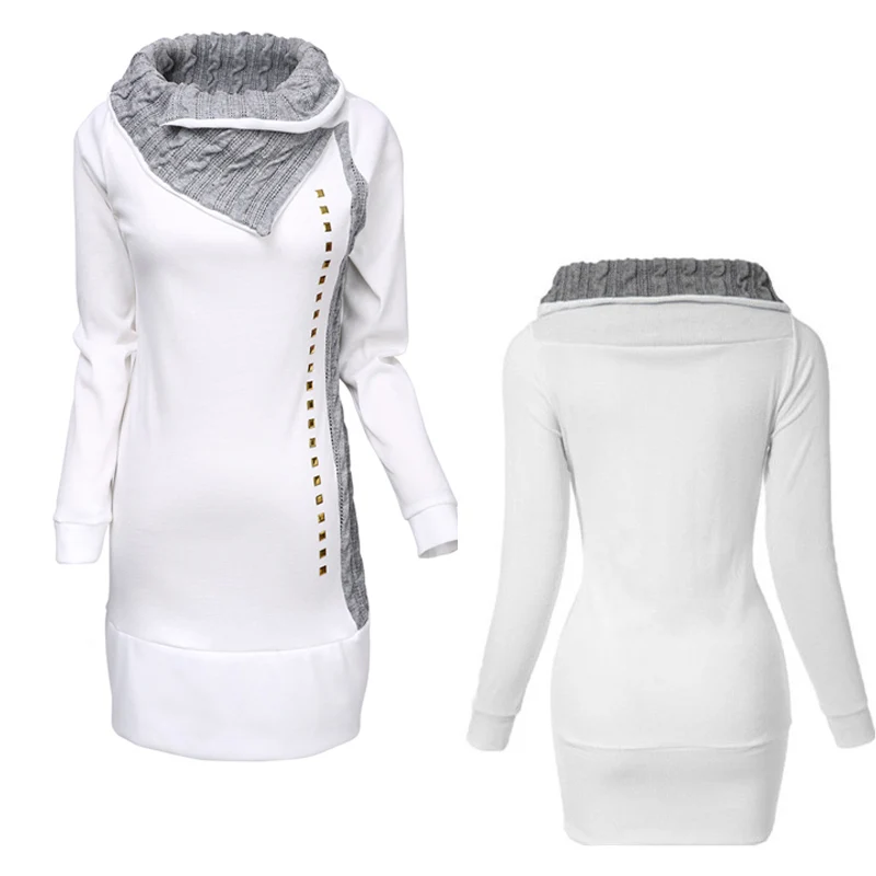 Женская рубашка с длинным рукавом отложным воротником и заклепками|hoodies women|long
